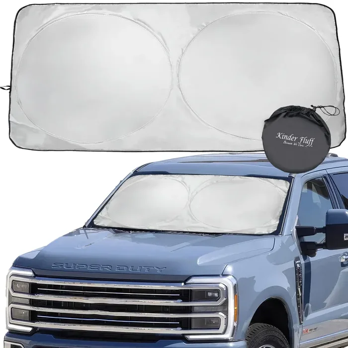 Kinder Fluff Windshield Sun Shade – The Only Certified Car Window Shades Blocking 99.9% Uvr-210T Automotive Window Sunshades As