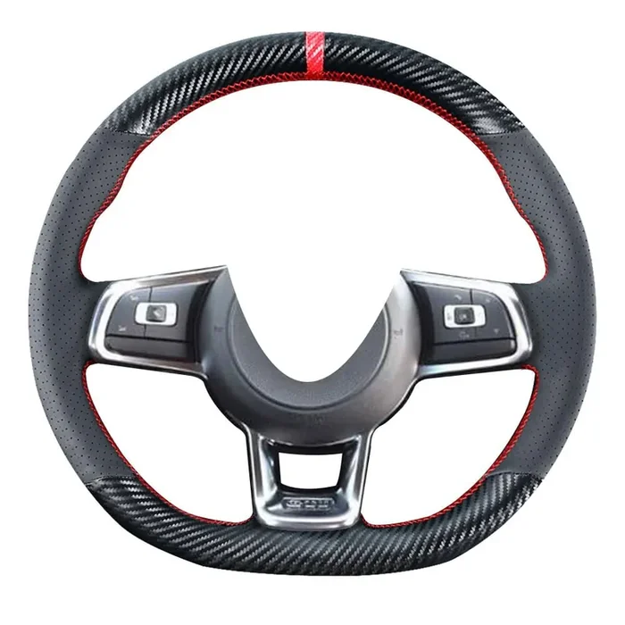 Kivnto Diy Stitching Carbon Fiber Steering Wheel Cover For Volkswagen Vw Golf Gti 7 Mk7 Golf R Jetta 2.0T Gli 2015 2016 2017 201