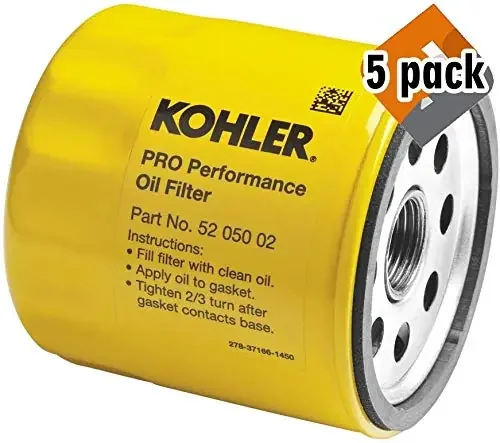 Kohler 52 050 02-S Engine Oil Filter Extra Capacity For Ch11 – Ch15, Cv11 – Cv22, M18 – M20, Mv16 – Mv20 And K582 (5 Pack)
