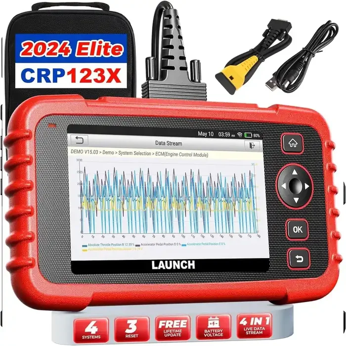 Launch Obd2 Scanner Crp123X Elite Car Scanner,2024 Lifetime Free Online Update Diagnostic Scan Tool With Sas/Throttle Reset,Abs