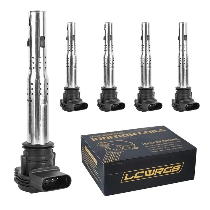 Lcwrgs Ignition Coil For L5 2.5 2005 2006 2007 2008 2009 2010 2011 2012 Volkswagen Vw Jetta Rabbit Beetle Passat Golf Tiguan Gti Eos Cc Coil Pack Set Of 5 Replaces Uf575