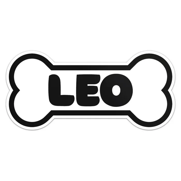 Leo Dog Name Sticker – Waterproof Vinyl Decal For Car Bumper, Laptop, Water Bottle, Wall, And Window, Size – 3‘‘ Longer Side