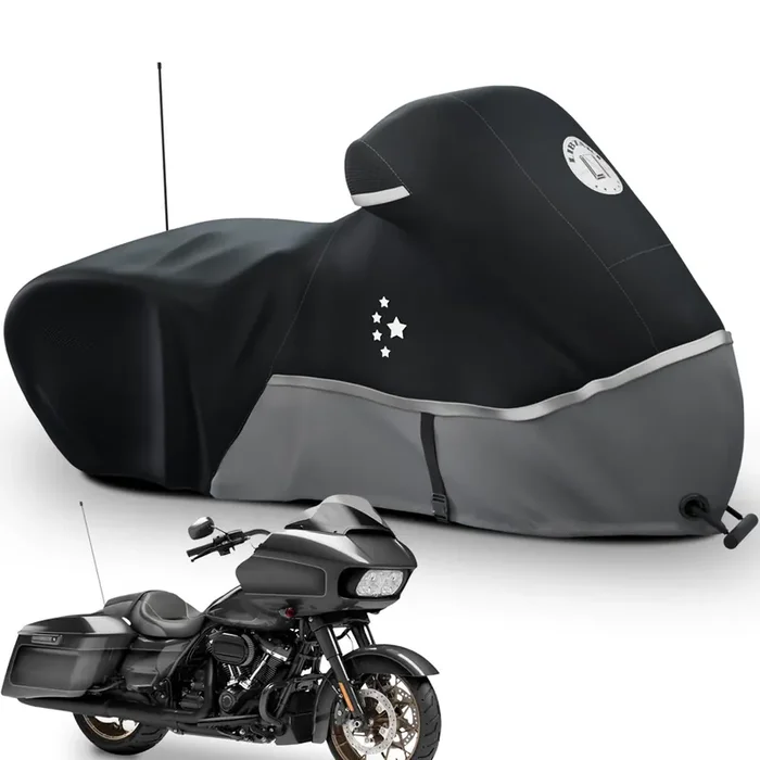 Li Libzaki Motorcycle Cover Storage For Touring Models Harley Davidson Road King,Road Glide,Street Glide, Electra Glide,Heritage Classic,Low Rider-St,And Most Motorcycles Gray