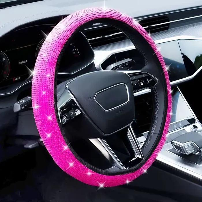 Limsas Bling Steering Wheel Cover, Rhinestone Steering Wheel Cover With Crystal Diamond For Women, Sparkling Car Wheel Protector