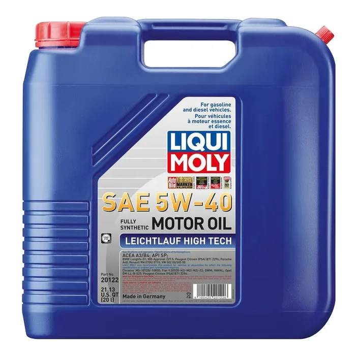 Liqui Moly Leichtlauf High Tech Sae 5W-40 20 L Fully Synthetic Engine Oil Sku 20122