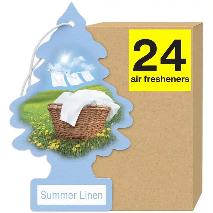 Little Trees Air Fresheners Car Air Freshener. Hanging Tree Provides Long Lasting Scent For Auto Or Home. Summer Linen, 24 Air F