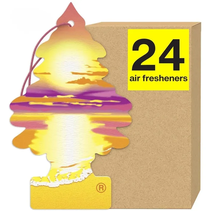 Little Trees Air Fresheners Car Air Freshener. Hanging Tree Provides Long Lasting Scent For Auto Or Home. Sunset Beach, 24 Air F