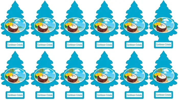 Little Trees Car Air Freshener Hanging Paper Tree For Home Or Car Caribbean Colada 12 Pack