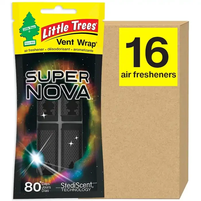 Little Trees Car Air Freshener Vent Wrap Provides Long-Lasting Scent, Invisibly Fresh! Supernova, 16 Air Fresheners