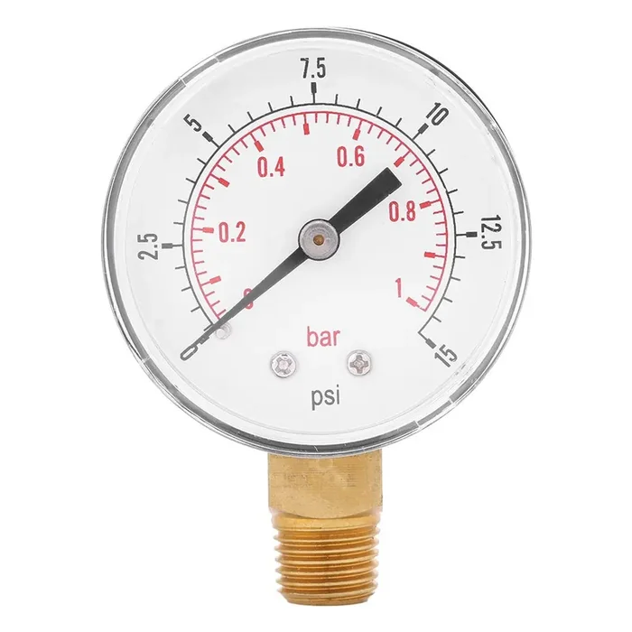 Low Pressure Gauge For Fuel Air Oil Water 0-15Psi/0-1Bar 1/4‘‘ Bspt Bottom Mount Oil Pressure Gauge