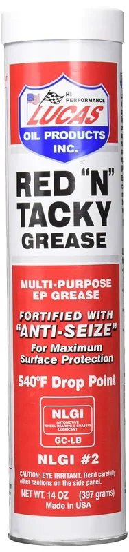 Lucas Oil 10005 Red N Tacky Grease – 14 Ounce Cartridge (Pack Of 10)
