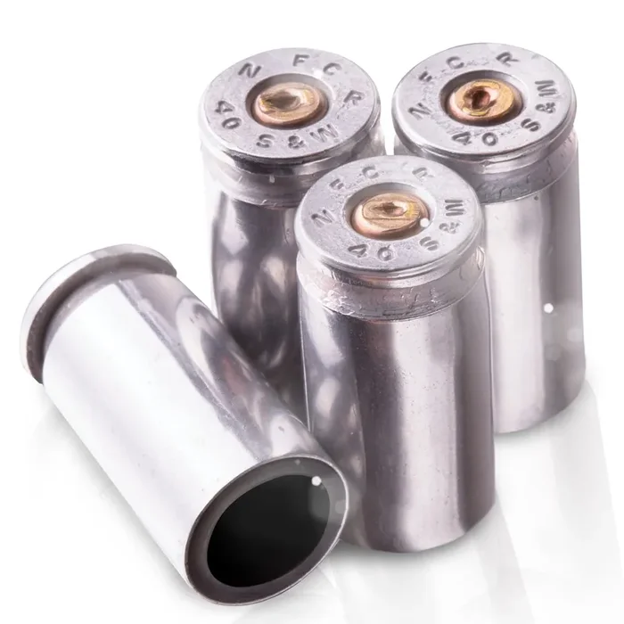Lucky Shot 40 Cal Bullet Tire Valve Stem Caps – Nickel Car Accessories (Set of 4) for Cars, SUVs, Bikes, Trucks, and Motorcycles