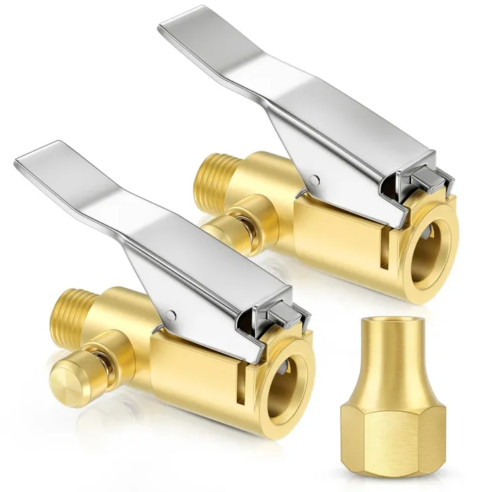 Lumiteco Heavy Duty Locking Tire Chuck Set, 1/4‘‘ Female Npt Screw On Air Chuck W/Tire Inflator Nozzle & Pressure Release Button