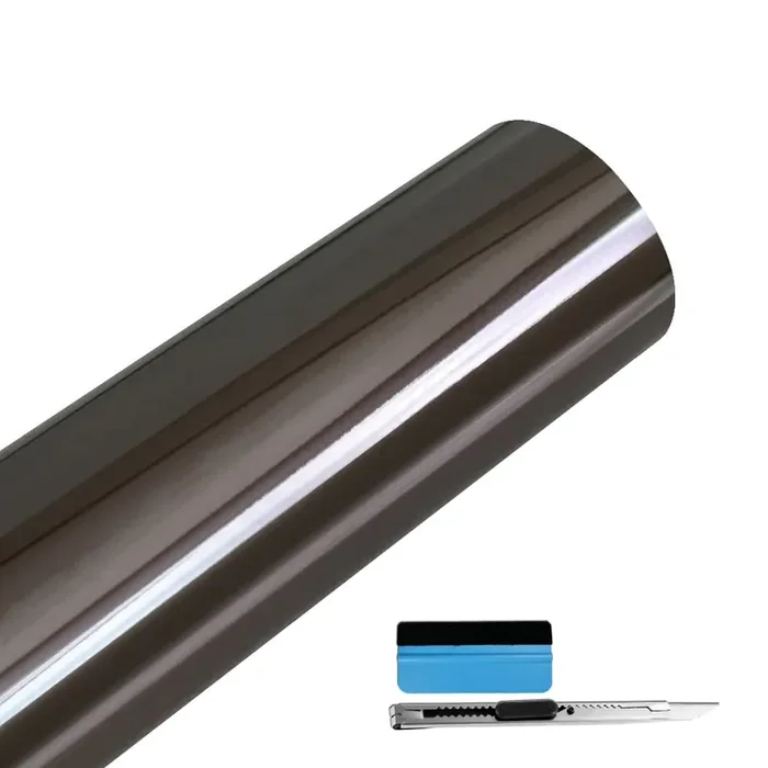 Lzlrun 1Ft X 5Ft Chrome Mirror Gray Vinyl Wrap Adhesive Car Sticker Decal Film