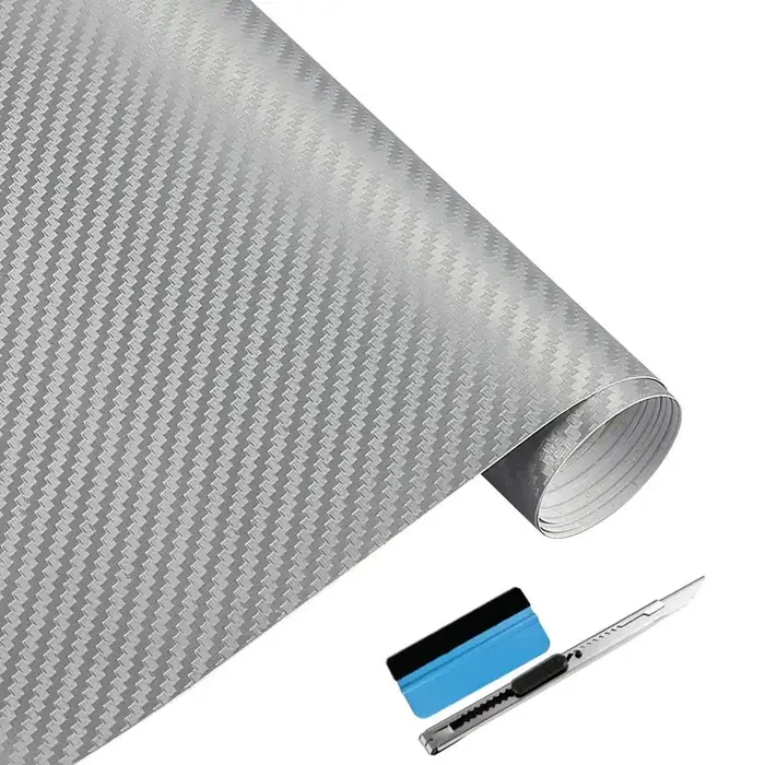 Lzlrun 3D Silver Carbon Fiber Vinyl Wrap – Outdoor Rated For Automotive Use – 1.5Ft X 5Ft Knife + Hand Tool