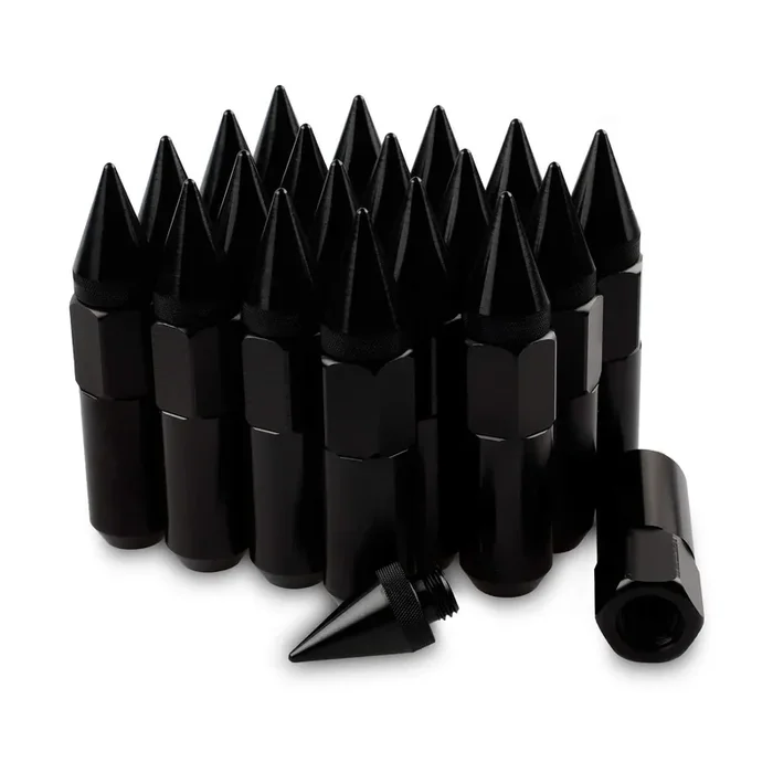 M12X1.5 Spikes Nuts For Rims Aluminum Extended Tuner Lug Nuts 20Pcs 60Mm (Black)