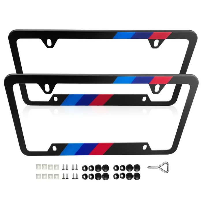 Matte Black Stainless Steel License Plate Frames, Stronger Than Aluminum, Us Standard License Plate Holder Suitable For Bmw Accessories X7 X5 X3,2Pcs