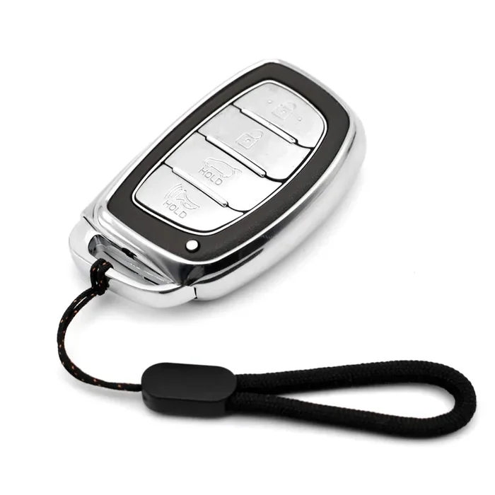 Mechcos Fit For Hyundai Elantra Ioniq Sonata Tucson Elantra Gt Smart 3 4 Buttons Silver Tpu Key Fob Cover Case Remote Holder Skin Protector Keyless Entry Sleeve Accessories, Not Fit Flip/Folding Key