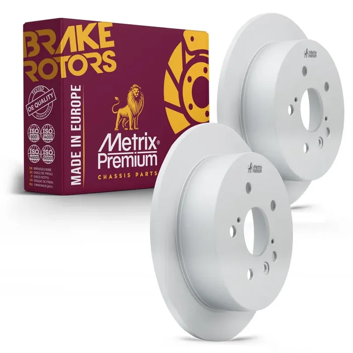 Metrix Premium Chassis Parts – 2 Pc Rear Coated Solid Disc Brake Rotor Fits Lexus Rx350, Lexus Rx400H, Toyota Highlander, Lexus Rx330, Replacement 08.A111.10, Made In Europe