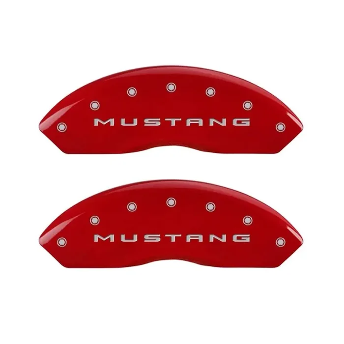 Mgp Caliper Covers – Brake Caliper Covers 2015-2023 Ford Mustang (Standard Brakes) – Front And Rear Set – Mustang/Bar & Pony Logo – Red