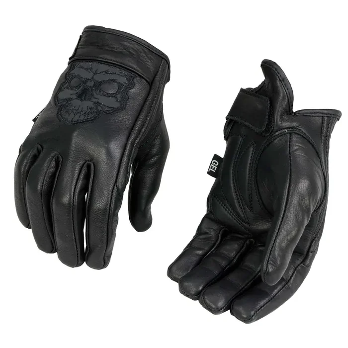 Milwaukee Leather Men‘S Black Leather Reflective Skull Motorcycle Hand Gloves W/Gel Padded Palm Mg7570 – X-Large