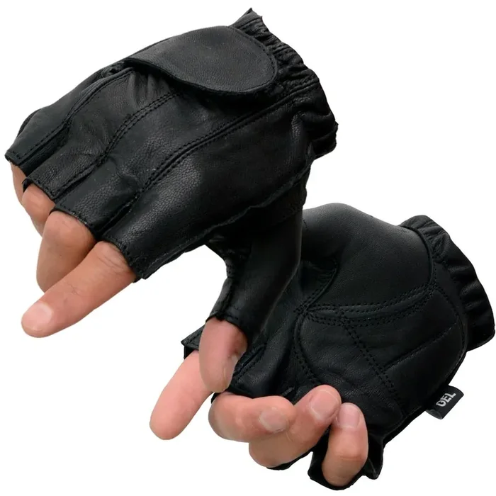 Milwaukee Leather Sh442 Men‘S Black Leather Gel Padded Palm Fingerless Motorcycle Hand Gloves W/Soft Genuine Leather – Xxx-Large