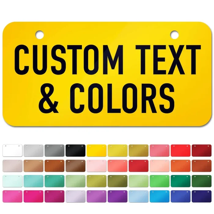 Mini License Plates Personalized, Custom License Plate For Bikes, Atv, Kids Car, Kids Bike, Golf Cart, Wagons And Key Rings 3X6 Inch Metal – 40 Colors, 20 Fonts, By My Sign Center, Usa
