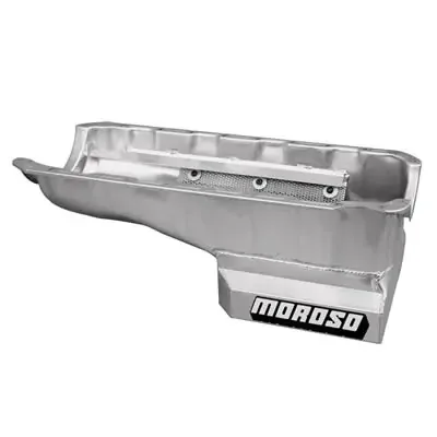 Moroso 20403 Wet Sump Kicked-Out Steel Oil Pan (8 deep/7qt/Baffled/Screen/BBC-Mark IV)