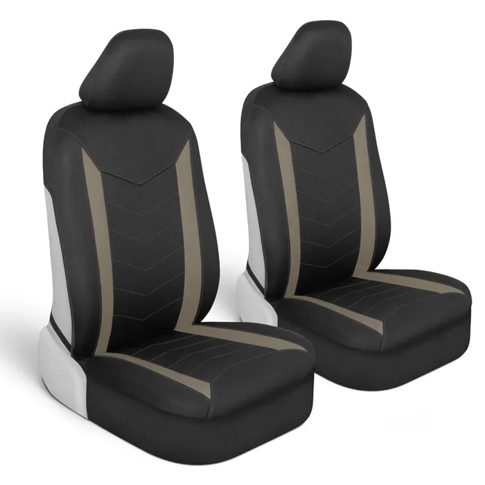 Motor Trend Spillguard 2 Beige Seat Covers For Cars & Seat Covers For Trucks – Neoprene Lining Waterproof Car Seat Covers Front