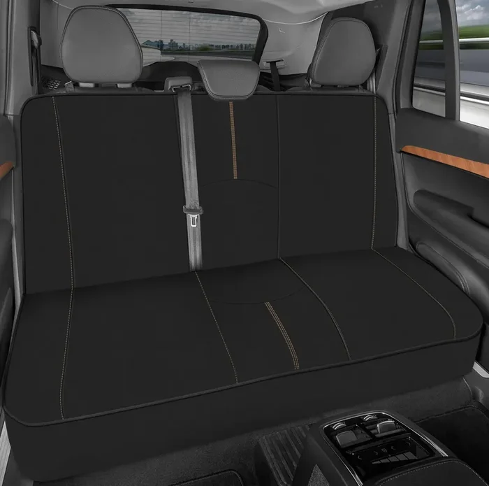 Motor Trend Spillguard Waterproof Rear Bench Car Seat Cover, Beige Stitching – Split Bench Rear Seat Protector With Neoprene Pad