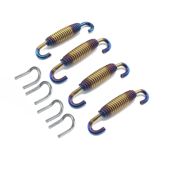 Motorcycle Exhaust Springs 58Mm /2.28‘ 4 Pcs, Exhaust Spring Fasteners 4 Pcs, Exhaust Pipe Muffler Swivel Spring, Exhaust Pipe Springs With Swivel Hooks Set Of 8 Pack (Colorful)