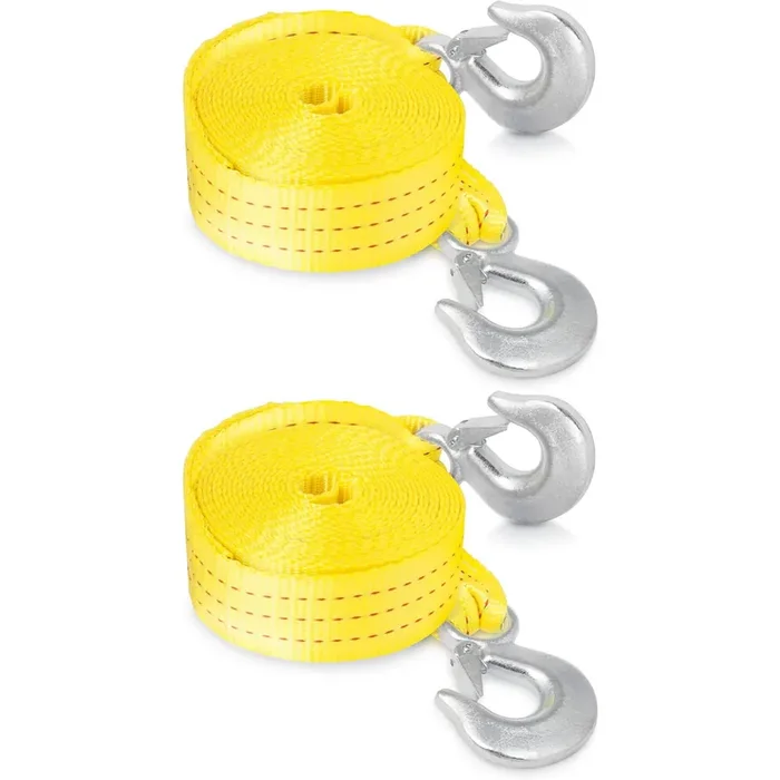 Neiko 51005A Heavy-Duty Tow Strap With Hooks 2 Pack, 2 Inches By 20 Feet, Woven Polyester Webbing, And 10,000-Pound Capacity, Hd