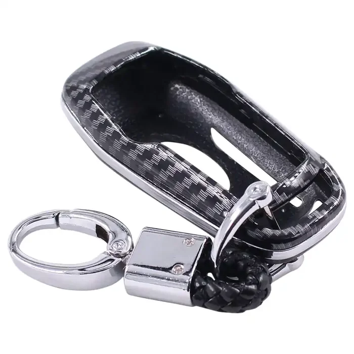 Newyall Carbon Fiber Smart Remote Key Fob Case Cover With Keychain For Ford Edge F-150 F-250 Super Duty Mustang 2015-2017 Explorer 2016-2017 Fusion For Lincoln Mkz 2013-2017