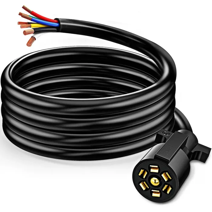 Nilight 50049R 7Way 8 Feet Heavy Duty 7 Way Plug Inline Trailer Cord For Truck Camper Blade Molded Rv Cable Wire Weatherproof &