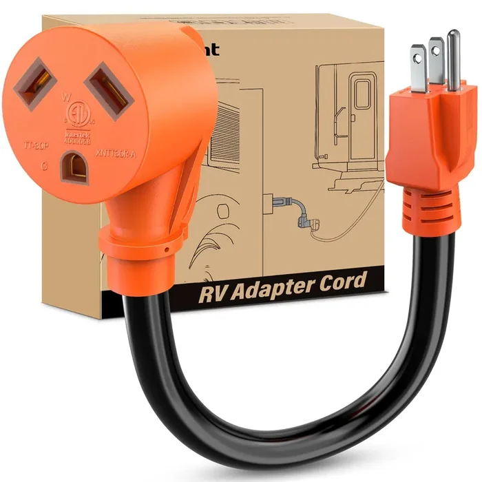 Nilight Rv Power Adapter Cord 15 Amp To 30 Amp 110V Pure Copper Heavy Duty 10 Gauge Wire Etl Listed 5-15P To Tt-30R 15M/30F Weat