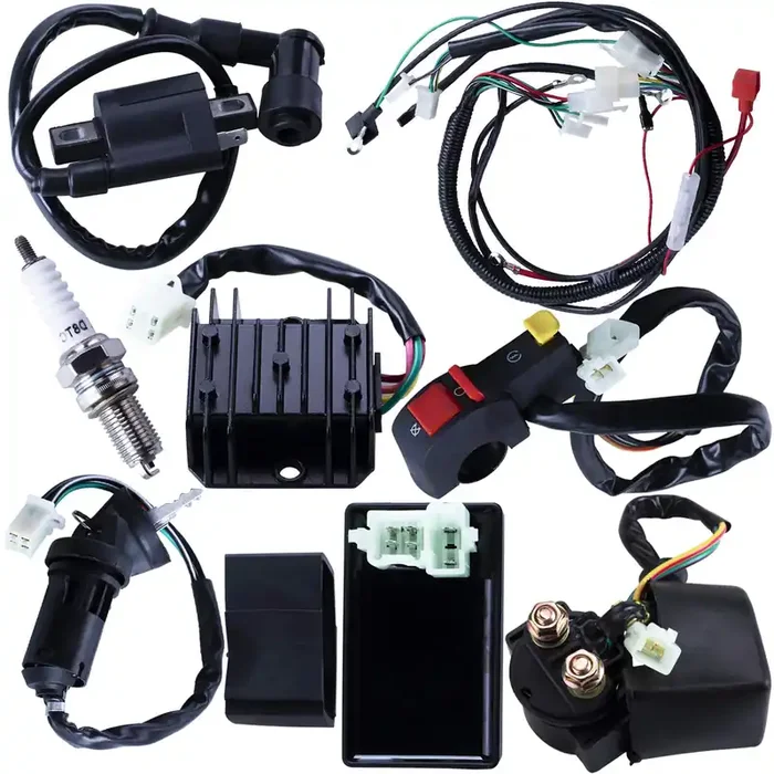 OTOHANS AUTOMOTIVE Complete Electrics Wiring Harness Kit for 150cc-250cc 4-Stroke ATV, Quad, Dirt Bike, Go Kart – Black, Medium Size