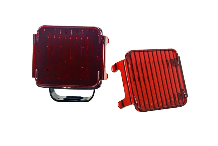 Oz-Usa 3‘‘ Red Diffused Flood Lens Cover For Rear Pod Lights Fog Dust Off Road Motorcycle 4X4 Suv Atv (1 Pair)