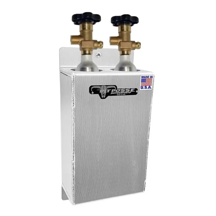 Pit Posse 468 Co2 Carbon Dioxide Bottle Rack Aluminum Trailer Wall Mount 2 Bay Holder Race Car Enclosed Trailer-Made In Usa