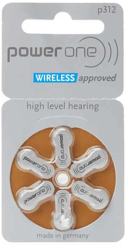 Power One Hearing Aid Batteries P312 Brown, 1.45 V, 170 Mah – Pack Of 6
