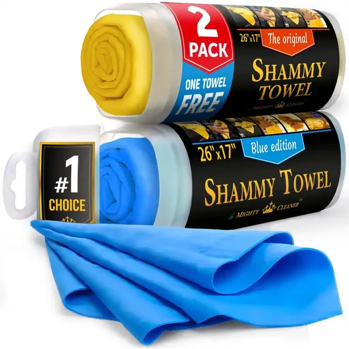 Premium 2Pk +1 Free Shammy Cloth For Car Drying – (26‘‘X17‘‘) – Super Absorbent Chamois Towel For Car – Reusable & Scratch-Free