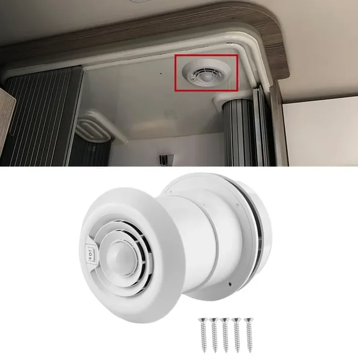Qiilu Van Roof Exhaust Fan, 12V Powered Round Vent Roof Vent Ventilation Mushroom Head Shape Round Exhaust Outlet Vent With Led Light For Homes Trailer Travel Caravan