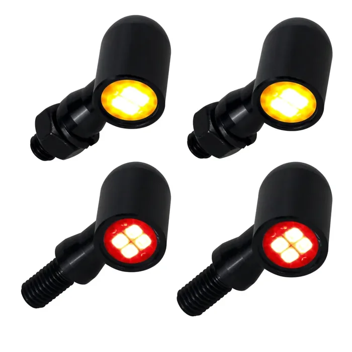 Quasco Front Rear Motorcycle Turn Signals, Mini Size Led Brake Tail Lights Universal Compatible With Harley Honda Suzuki Triumph Yamaha
