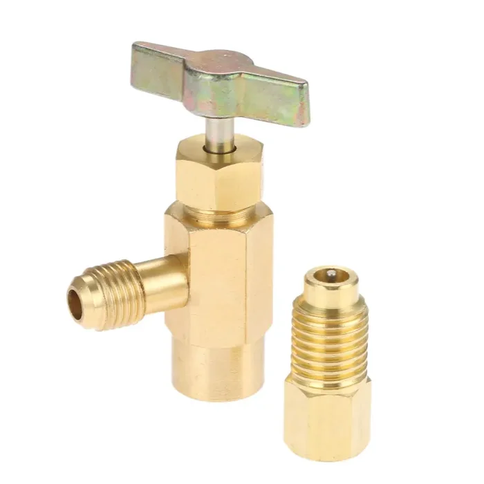 R1234Yf Self-Sealing Can Tap With R134A Tank Adapter, 1/2 To 1/4 Sae Refrigerant Can Bottle Tap Opener With 1/4 Sae Female And 1