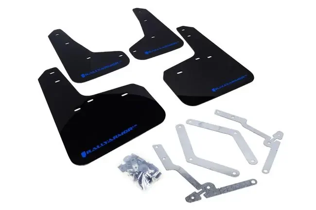 Rally Armor 2012+ Focus UR Mudflaps Black Urethane Blue Logo