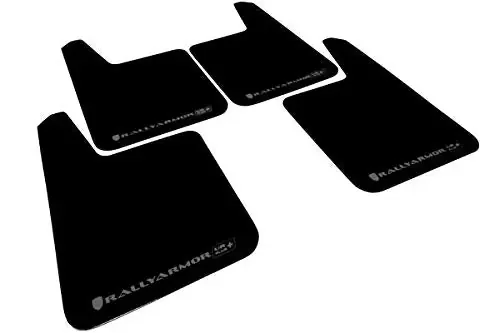 Rally Armor Larger Universal Fitment (No Hardware) Plus Black Ur Mud Flap With Grey Logo Fits Mf20-Urp-Blk/Gy
