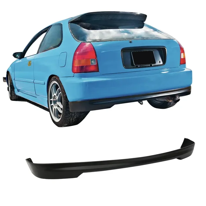 Rear Bumper Lip Compatible With 1996-2000 Honda Civic Hatchback, T-R Style Pu – Polyurethane Unpainted Black Rear Lip Spoiler Splitter Body Kit By Ikon Motorsports, 1997 1998 1999