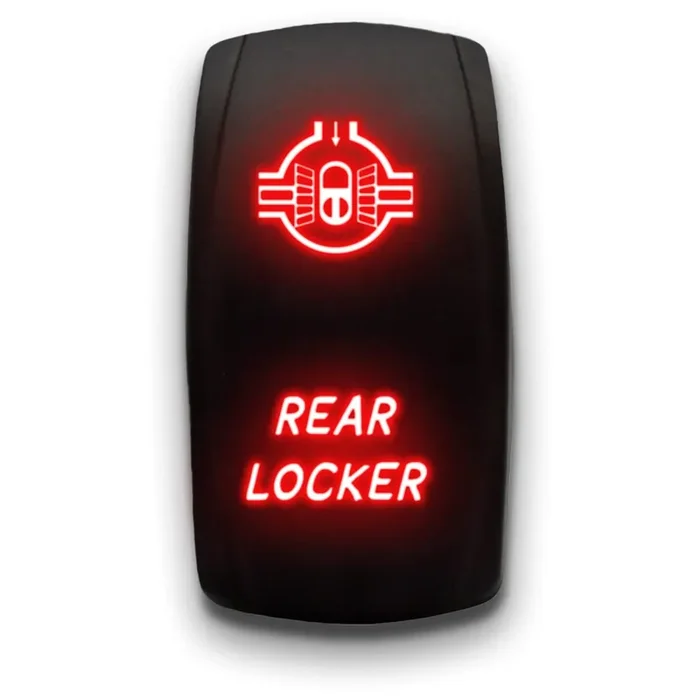 Rear Locker – Red – Laser Etched 5-Pin Double Pole Single Throw Rear Locker Maintained On-Off Dpst Toggle Switch 20A 12V