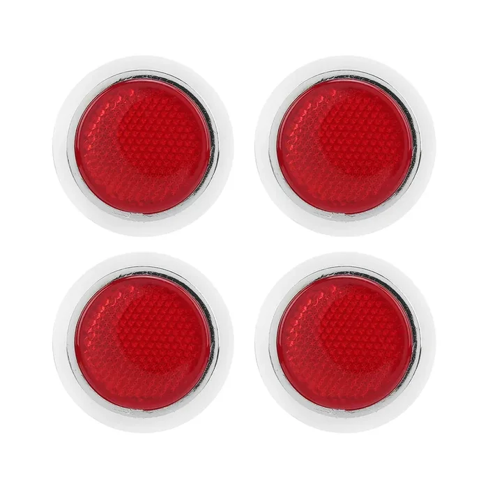 Reflective Sticker, 4Pcs Red Reflector Abs Chrome Trim Round Reflective Protection For Automobile Motorcycle Reflective Motorcycle Sticker