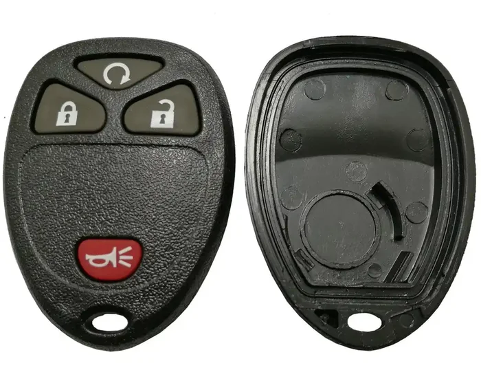 Replacement Key Fob Case Shell For Gm Gmc Chevrolet Chevy Buick 4 Buttons Pad Cover Keyless Entry Remote Car Key Casing (Black)