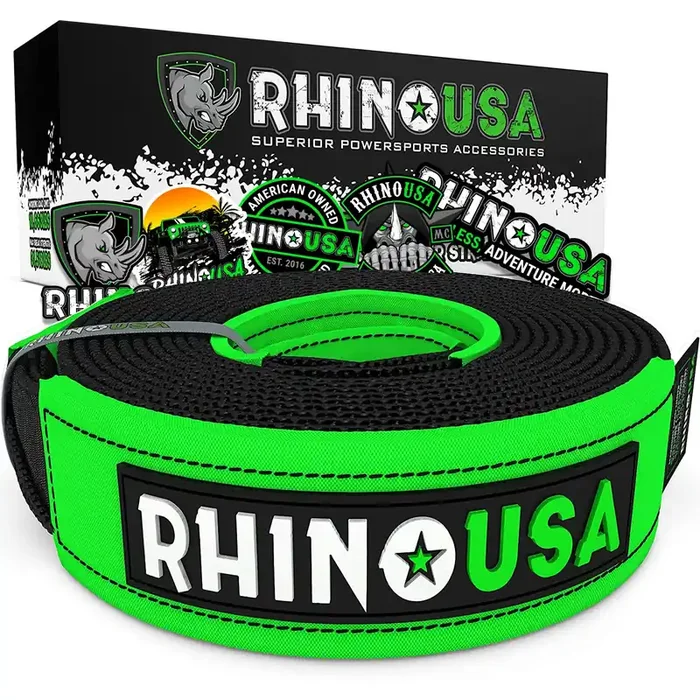 Rhino Usa Tree Saver Tow Strap (3‘‘ X 8‘) – 31,518Lb Break Strength – Emergency Recovery Strap Winch Extension For Truck, Utv, A